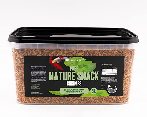 NatureHolic - Teichzeit Pure Nature Snacks - Shrimp I 100% Natur I 2-5 cm langen Garnelen I wertvolle Proteine I Für Koi und andere Teichfische I 5000 ml