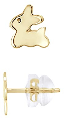 Amours, Bisous & Câlins – Ohrringe Mon Lapinou aus Gold – 100 % hypoallergen – für Kinder von 2 bis 12 Jahren – Kinderschmuck, Gelbgold