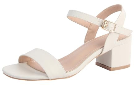 DADAWEN Sandales Femme Été à Talon Bloc 5CM Bride Cheville Bout Ouvert Sandales Élégantes Mariage Soirée Cérémonie Blanc 34