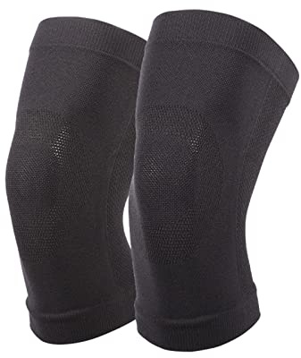yeloumiss Kniebandage Elastische 1 Paar Atmungsaktive Leichte Kniestütze | Knie Bandage für Arthritis, ACL, Wiederherstellung von Verletzungen, Sport, Laufen, Fitness Unisex (M, Schwarz)