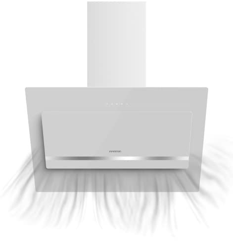 INFINITON | Campana Extractora 90cm CMPTRAL-A92B | Campana para Cocina | 800 m³ / h | Extractor con Potencia Intensiva | 3 Velocidades | Panel Táctil | Luces LED | Filtros de Aluminio | Cristal Blanco