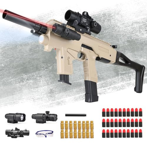 Spielzeug Pistole Kinder, Toy Gun mit Zubehörsets, Aufgerüstete Pistole Spielzeug mit 30 Weicher Schaumstoffkopf, Toy Guns für Kinder ab 14+ Jahren