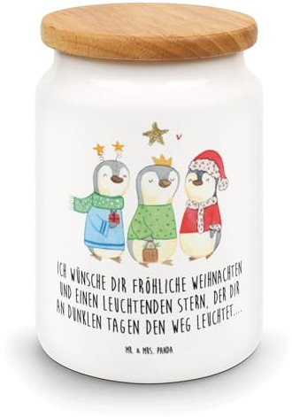 Mr. & Mrs. Panda Frischhaltedosen Winterzeit Heilige drei Könige - Geschenk, Aufbewahrungsdose, Winter, Kaffeedose, Weihnachtstage, Keksdose, Heiligabend, Dose, Mit Deckel, Weihnachtsmann, Weihnachten