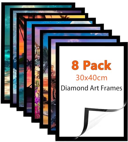 DAJAVE 8 Pack Diamond Art Frames 30x40cm Diamond Painting Frames Magnetic Picture Frame for Diamonds Art Self Adhesive Magnetic Frame for Home Office Wall Decor