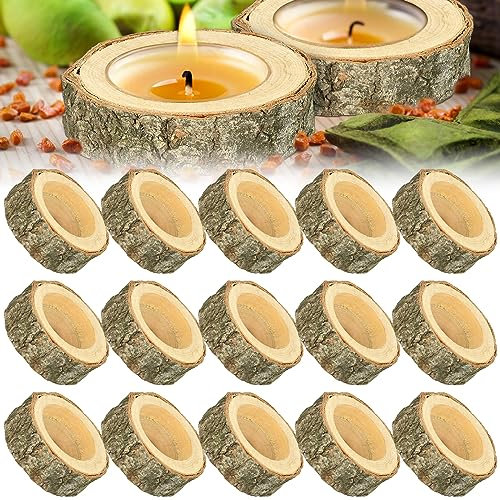 15 Stück Teelichthalter aus Holz, Personalisierbar Kerzenhalter Holz Rund Votiv-Teelichthalter für Hochzeiten, Tischdekoration für Halloween, Weihnachten, Valentinstag