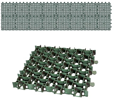 BigDean 16 Rasengitter Paddockplatte 50x50 cm Reitplatzmatten 2 m² grün | Rasenmatten Rasenwaben Kiesgitter Parkplatzrasen extrem Robust bis 16 Tonnen belastbar