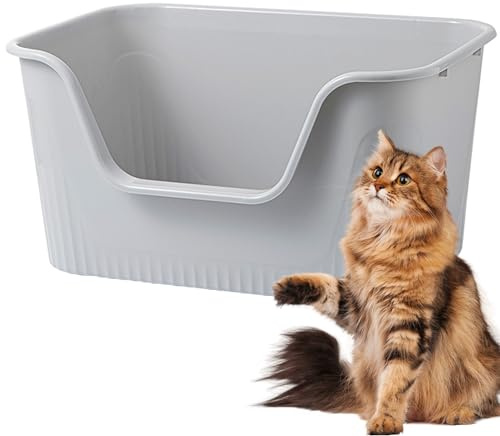 Vealind Cat Litter Tray with High Sided and Low Entry 100% Leak Proof Anti Splash Open Top Cats Litter Box Kitten Litter Tray