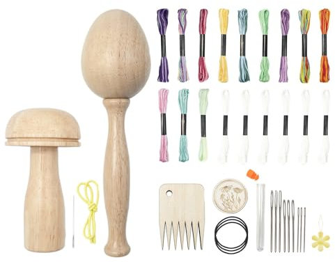 TsoLay 2-Teiliges Stopfzubehör-Set, Stopf-Ei, Flicken-Werkzeug für Socken, Stopfpilz, Stopfzubehör mit Augennadeln, Nähen