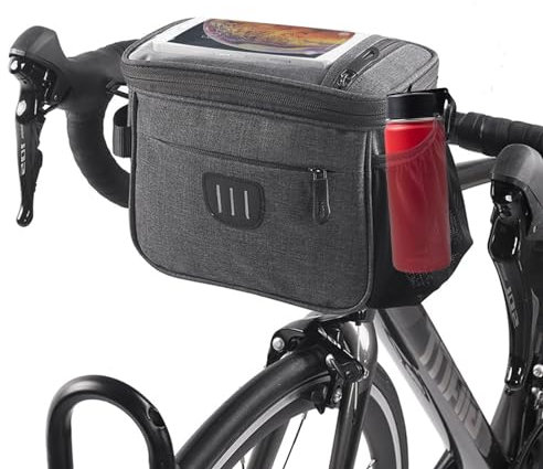 Forhome Lenkertasche Fahrrad,5L Fahrradkorb Tasche,Fahrradtasche Lenker, Fahrradgriff Handtasche, Lenkertaschen mit Einstellbar Touchscreen und Schultergurt,Fahrradkorb Tasche für Tablet Oder Handy