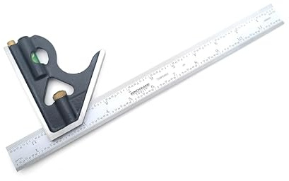 Benchmark Tools Precision 12” 2-Piece Machinist Combination Square Set - 12 Blade, No-Glare Satin Chrome Finish, Integrated Spirit Level, Hardened Steel Scribe, Plastic Case with Foam Inserts