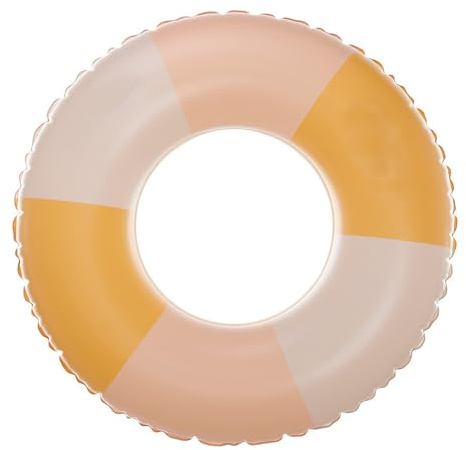 Uppblåsbar simring för vuxna, vintage randig, uppblåsbara munkar, flottör för vuxna och barn (rosa gul)