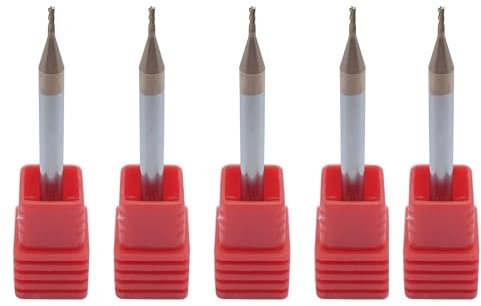 Hunricho 5 Stück HRC55-Spitze, Durchmesser 1 mm, 4-schneidiger Schaftfräser, CNC-Fräser, Wolframstahl, Nano-Beschichtung, quadratischer Hartmetall-Fräser (HRC55D1X4X50-4F)