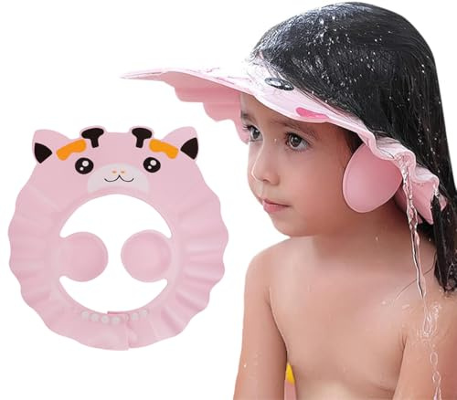 Baby Shower Cap Shampoo Cap for Kids Baby Hair Washing Shield Bath Visor Face Shield for Toddler Boys Girls Adjustable Shower Hat Earmuff Hair Wash Shield Waterproof Bath Cap for 5 Month Plus-8 Years
