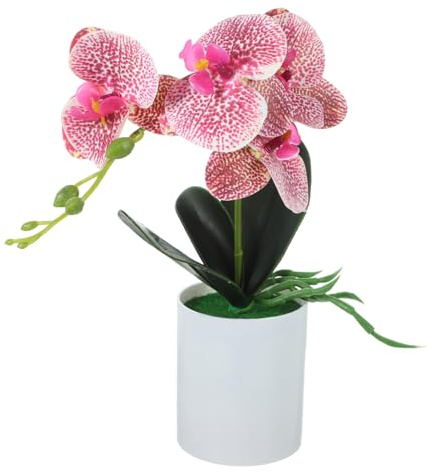 MUSISALY Künstliche Orchidee in Rosa Kunststofftopf Lichtecht und Pflegeleicht Tischdekoration für Kleine Räume und Wohnbereiche