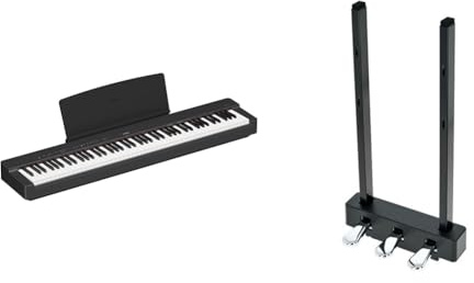 Yamaha P-225 Digital Piano with 88 Graded Hammer Compact Keys and 24 Instrumental Voices & LP-1 3 Pedal Unit for P-Series, Portable, Sleek and Pedal Attachment, in Black