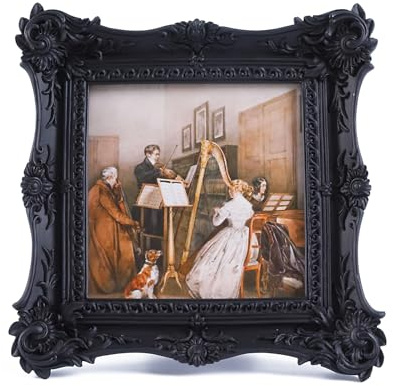 SIKOO Vintage Picture Frames 4x4 Black Antique Ornate Picture Frame Tabletop and Wall Mount Display Vintage Gothic Wall Decor Gallery Retro Home Decor