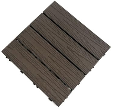 pujindu Ineinandergreifende Terrassenfliesen Aus Kunststoff, Terrassenfliesen, Ineinandergreifende Terrassenfliesen, Wasserdichter Bodenbelag Für Den Außenbereich, Für Alle(Braun,11.8x11.8IN/12PCS)