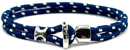 KAROO EARTH JEWELLERY Minimalist Rope Bracelet with Stainless Steel hook clasp, Nautical style fashion bracelet for men (18.5cm, Navy Blue)