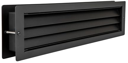 MLS Griglia di Ventilazione L 1000, Acciaio Inox, 465 x 106 mm, Nero | per Porte di 37-55 mm di Spessore, Griglia Rettangolare Comprensiva di Materiale di Fissaggio, Ventilazione per Porte
