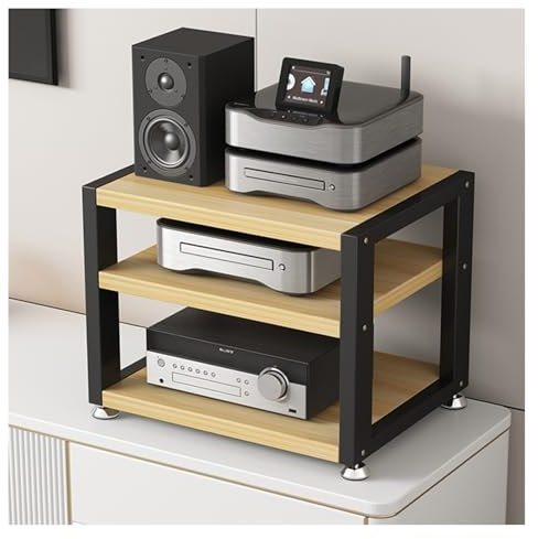 Mueble equipo hifi Mueble habitacion,Equipo de musica estanteria modular Gabinete De Almacenamiento De Medios Estéreo For TV,Estantes For Amplificadores De Parlantes,para hogar, oficina y cine(Walnut