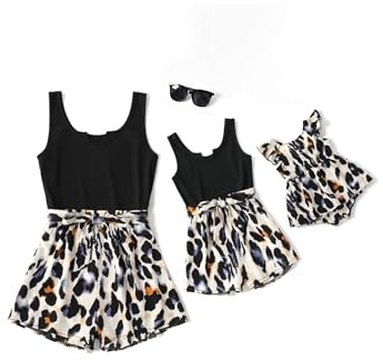 PATPAT Set completo completo per mamma e figlia, perfetto per vacanze, servizi fotografici, tempo libero, Nero , 8-9 Jahre