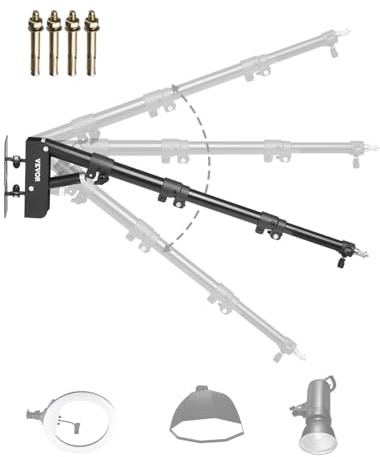 VEVOR Support Mural pour Lampe annulaire, 100 cm, Support de Bras de flèche Triangulaire Rotatif à 135°, trépied Robuste pour éclairage vidéo de Studio, monolight, Photographie, softbox, réflecteur