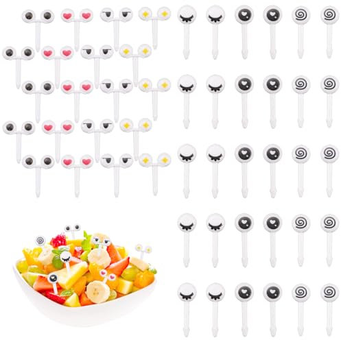 100 Pezzi Frutta Forchettine Bambini, Mini Forchetta da Frutta, Stuzzicadenti Per Bambini, Mini Forchette Bambini, Riutilizzabili, Mini Cartoon Bento Frutta, per Frutta, Torte, Dolce, Panini, Bento