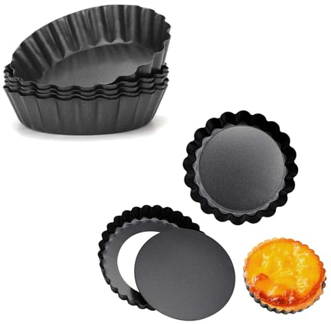 MGGi 12 Packs Egg Tart Mold, 3 Inch Tart Molds with Removable Bottom, Non-Stick Pan Carbon Steel Egg Tart Molds, Muffin Cupcake Pudding Baking Cup Maker - for Pies, Cakes