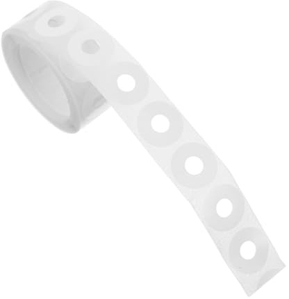 HOMSFOU Autocollants de Renfort pour Feuilles à Reliure, Étiquettes Perforées en PVC, Auto-Adhésifs, 1 Rouleau, Blancs, pour Bureau et École