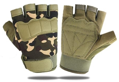 Faxianther Gants Tactiques Demi-Doigts pour Enfants 8-10 Ans Gant Militaire Anti-dérapants Facile à Enfiler pour Vélo Cyclisme Randonnée et Sports de Plein Air