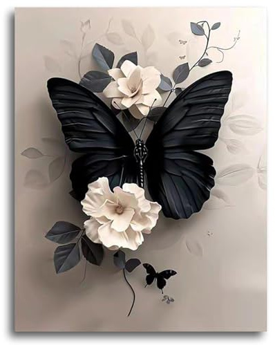 Muyohix Peinture Numéro Adulte Fleurs et Papillon, Coloriage par Numéro Adulte avec Pinceaux et Peinture Acrylique, Kit Color by Number pour Décoration Intérieure, Sans Cadre (40 x 50 cm)