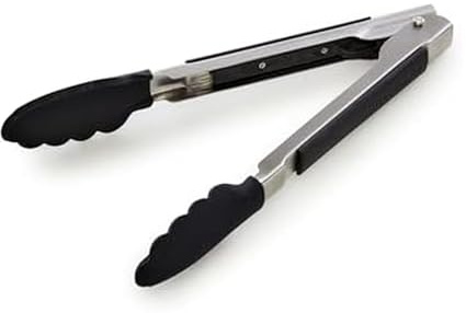 KitchenAid Silicone Tipped Side Locking Tongs, Black, 9 Inch