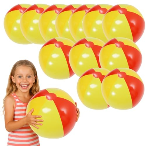 I LOVE FANCY DRESS 12-Pack Giant 16 Inflatable Rainbow Beach Balls – Bulk Pool Toys for Kids & Adults – Fun Summer Favourites for Parties, Beach & Outdoor Play