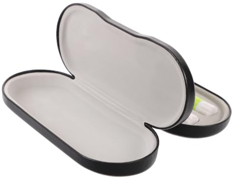 GANAZONO 2 in 1 Double Sided Optical Lens and Eyeglass Case with Built-in Mirror and Tweezer for Travel Black Portable Design
