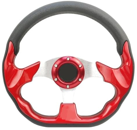FNERRMEVC Auto Volante Deportivo Universal De 13 Pulgadas Y 320 Mm De Aluminio Y Poliuretano para Competición(Rojo)