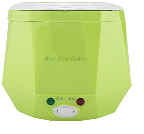 Tnfeeon 140 W 1.3 L Electrical Portable Grocery Rice Cooker, Non-layer Coating for Fast-moving People on the Go (Green)