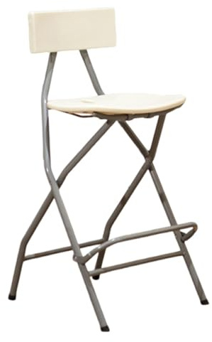 Sgabello da Bar Pieghevole Portatile, Sedie da Giardino Alta con Schienale, Senza Montaggio, Semplice e Moderno per Esterni, Cucina, Bar, Negozio(White)
