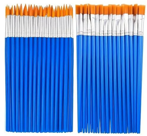 80 Stück Pinsel Set, pinselset Schule, pinselset Kinder Set Mit Flachen Und Spitzen Borsten, Pinsels Acrylfarbe Und Pinsel Wasserfarben Für Künstler Und Schüler