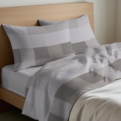 Mahome Set Completo Letto in Pregiata Flanella 100% Cotone con Trattamento Antipalline - Completo Lenzuola Caldo Cotone Morbide Artigianali Alta Qualità Made in Italy (Tartan Beige, Singolo)