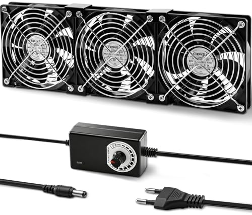 Silkwish Lot de 3 ventilateurs de boîtier 120 mm - 12 V - Avec prise d'alimentation et régulateur de vitesse en continu - Pour PC, ordinateur portable, TV, routeur, châssis, cabinet