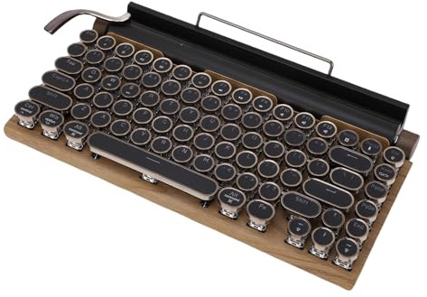 HUSHUI Tastiera Meccanica, Retro 83 Tasti Wireless 5.0 con luminosità Regolabile e Batteria da 2000 MAh, per Lavoro Studio Giochi Casa Scuola Ufficio