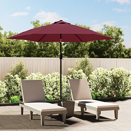Solivagant Parasol de Jardin avec lumières LED mât en Acier Rouge Bordeaux,(7.2 KG)