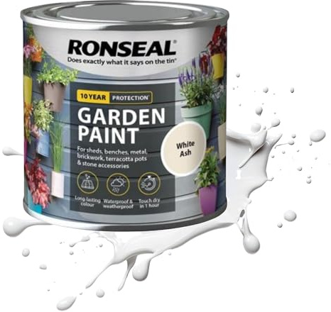 AOC24 250ML Garden Paint White Ash, Water Based Outdoor Paints, Long Lasting Weather Resistant, Fast Drying Color for Wood, Bricks, Pots, Anti Crack Peeling DIY Paint (White Ash, 250 M L)