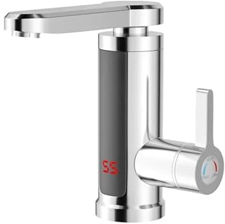 Scaldabagno istantaneo, Rubinetto for scaldabagno elettrico istantaneo, rubinetto for senza serbatoio, for acqua calda, display LCD della temperatura, miscelazione a 360 °
