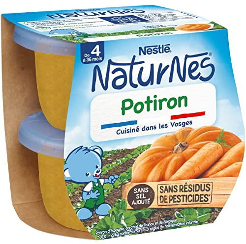 Nestlé Naturnes Petits Pots Bébé Potiron -Dès 4/6 mois - 2x130g