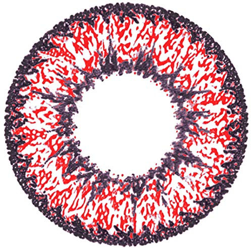 Matlens - Pro Trend Farbige Kontaktlinsen ohne Stärke rot red Super Nudy Big Eyes 15.00mm PCW-238 2 Linsen 1 Kontaktlinsenbehälter 1 Pflegemittel 50ml FBA