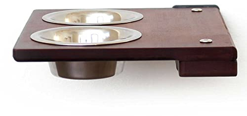 CatastrophiCreations Cat Feeder Wall-Mounted Elevated Feeding Shelf, 8.5 x 11 x 3 Inches, English Chestnut Bamboo - (Pack of 1)
