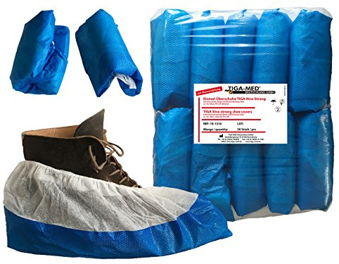 Överskor en gång Tiga-Med Profi med halkfri sula 50 stycken extra tjocka 9 gr. Engång- engångs- skor skooverdragare Tiga Premium-proffs