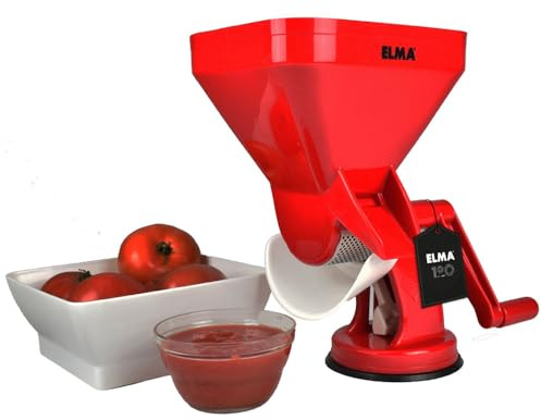 Elma Tomatenzerkleinerungsmaschine, manuelle Tomatenmaschine, Soßenmaschine für Tomaten | In Italien hergestellt, Kunststoff, 31,5 x 18 x 30 cm | Edelstahlfilter, Schüssel im Lieferumfang enthalten
