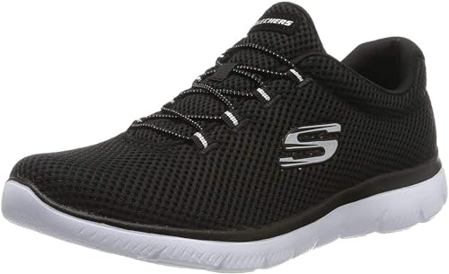 Skechers Womens Summits Artistry Chic Sneaker, Black Mesh White Trim, 7 UK